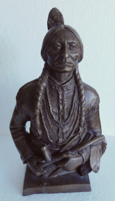 Detaillierte Bronze Skulptur Büste Häuptling Sitting Bull Native American 21cm