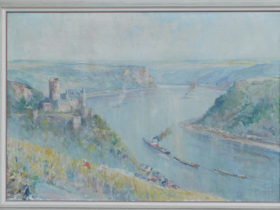 Monumentales Ölgemälde Burg Katz Loreley von Willi Holtmann - KEIN Versand ! -