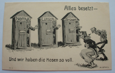 Alte PK Alles besetzt Hosen voll Toilettenhäuschen Namur Lüttich Brüssel I. WK