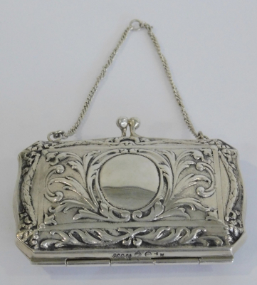 Seltenes altes Täschen Etui Geldbörse Silber 800 Schleissner & Söhne Hanau
