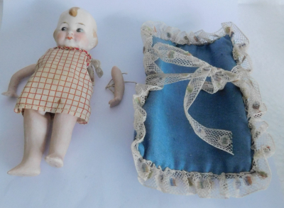 Alte Ganzkörper Bisquitporzellan Baby Puppe Germany 10954 2/0 - restaurieren