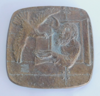 Bronze Relief Frieden Noah Taube Kunstguss Eschenburg Lahn-Dill Limberg 14x14cm