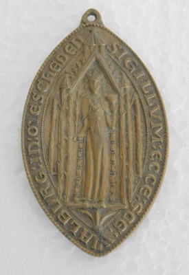 Alte Bronze Medaille Meschede 1959 Sigillum ecce sce Walburg 7,4x4,3cm