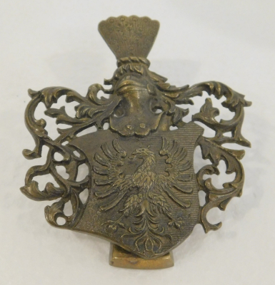 Alte Zettelklammer Briefklammer Adler Ritterhelm Wappen Messing Bronze
