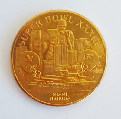 Alte Medaille Super Bowl XXXIII Miami Florida 1999 Football 3,7cm