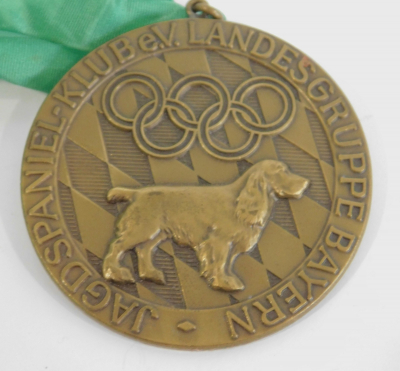 Alte Bronze Medaille Plakette Jagdspaniel Klub Landesgruppe Bayern Ø6cm