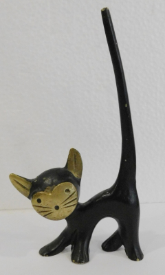 Messing Figur Katze Brezelkatze Ringhalter Art Bosse Baller Hagenauer ?