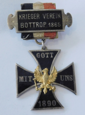 Abzeichen Krieger Verein Bottrop 1890 Medaille Kreuz Emaille an Bandspange