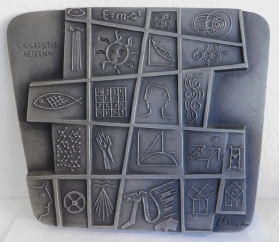 Seltenes großes Buderus Eisenguß Relief Kunstguss Universitas Fritz Reuter 30x25