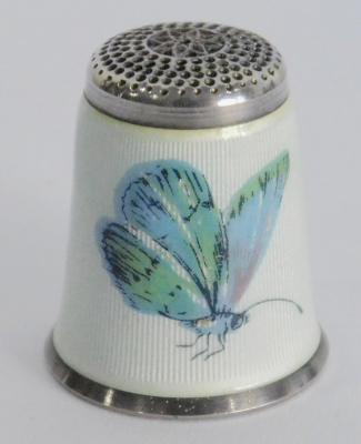 Fingerhut Silber 925 mit transluizid Email Motiv Schmetterling