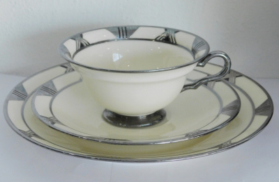 Art Deco Gedeck Rosenthal silver overlay geometrisch Silberauflage 1000/1000