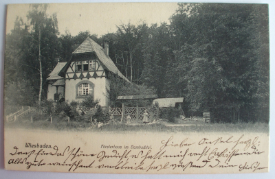 Alte PK AK Wiesbaden Försterhaus im Dambachtal Stempel Biebrich 1904 - Villingen