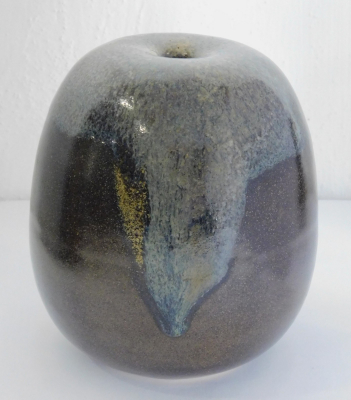 Studiokeramik Vase Horst Kerstan Pinselsignatur braun-grau Laufglasur 11cm