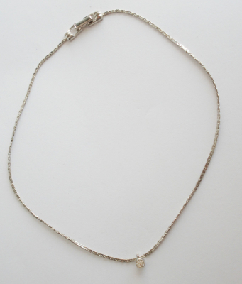 Vintage Kette silberfarben kleiner heller Stein Goldette N.Y. New York 38cm
