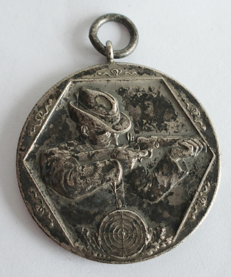Alte Schützenmedaille 1950/51 versilbert Ø3,2cm