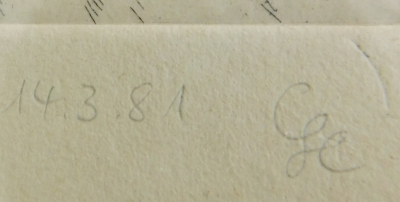 Kleine alte Radierung Ziege mit Insekt num. 7/18 - sign. 81 - 21,5x16,5cm