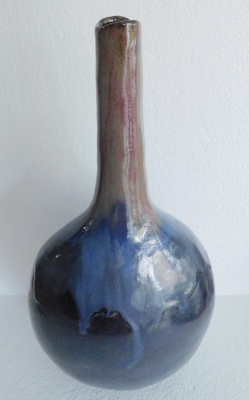 Große Studiokeramik Vase dicke Laufglasur signiert wohl Sabine Hess ? 34cm