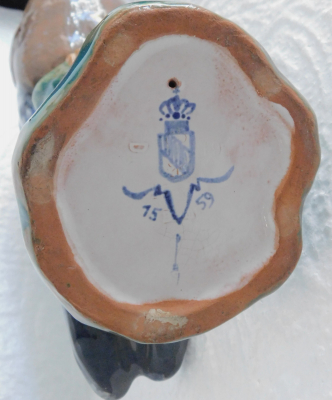 Alte Keramikfigur Vogel Schopfhäher Karlsruher Majolika 1559 E. Pottner 26,5cm