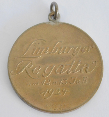 Alte Bronze Medaille Limburger Regatta 1924 Andenken Rückert Mainz Ø4cm
