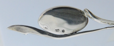 Löffel / Zuckerlöffel Silber 925 Bernstein Cabochon 12,5g 12cm
