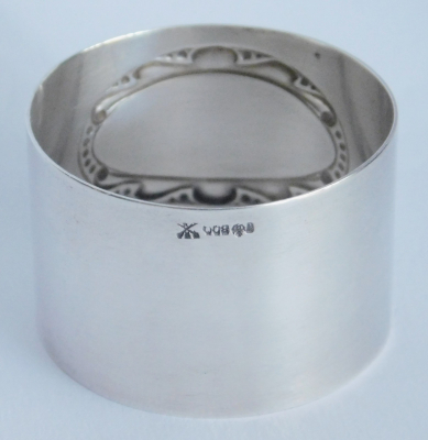 Großer Serviettenring Silber 800 23,1g Köberlin floral frei für Gravur Ø4,2cm