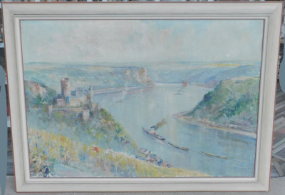 Monumentales Ölgemälde Burg Katz Loreley von Willi Holtmann - KEIN Versand ! -