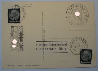 PK Hitler Stempel Zusammenk. Chamberlain Parteitag 1938