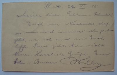 PK Tintenfabrik Beyer Chemnitz Teplitz 17. Res. Division Feldpost 1915 I. WK