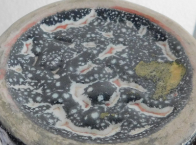 Große ausgefallene Keramikvase fat lava abstrakt Augen Istvan Erdelyi ? 31,5cm