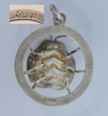 Kleiner Anhänger gelber Käfer für Bettelarmband Kette Silber Emaille Ø1,8cm 1,8g