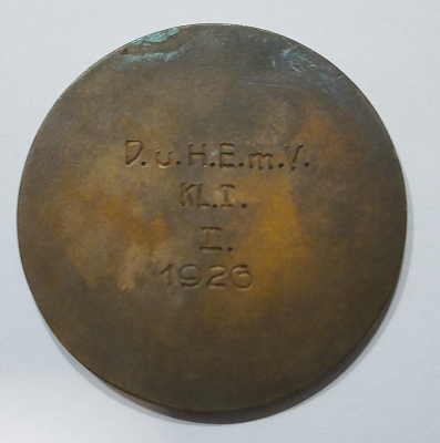 Alte Bronze Medaille Siegesgöttin im Streitwagen ÖTTV 1926 Ø4,2cm