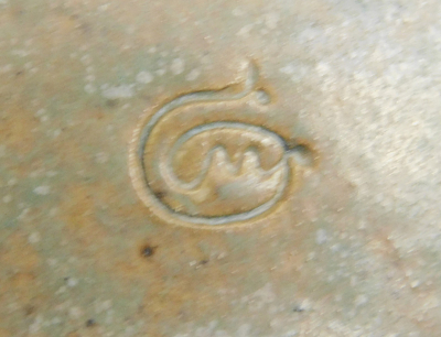 Studiokeramik Vase Kugelvase marmoriert signiert ? Ø14 H13cm