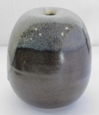 Studiokeramik Vase Horst Kerstan Pinselsignatur braun-grau Laufglasur 11cm