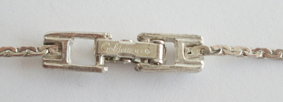 Vintage Kette silberfarben kleiner heller Stein Goldette N.Y. New York 38cm