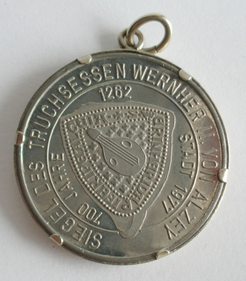 Alte Medaille Anhänger Alzey Truchsessen Wernher II. Ø3cm