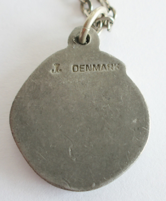 Anhänger Happy Face Smiley Zinn Jorgen Jensen Denmark mit Kette