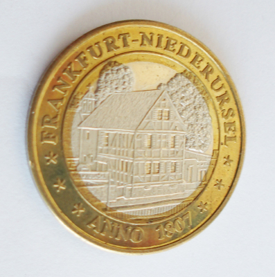 Alte Wertmarke 5 Esel Thaler Zum lahmen Esel Frankfurt Niederursel Ø3cm