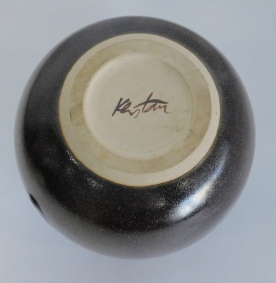 Studiokeramik Vase Horst Kerstan Pinselsignatur braun-grau Laufglasur 11cm
