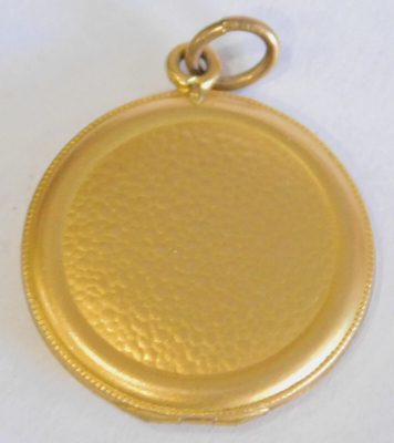 Jugendstil Anhänger Medaillon vergoldet rote Steine Ø2,7cm