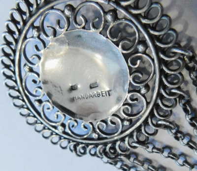 Collier 3reihig grüner Stein Erbskette Silber 900 HP Handarbeit 42cm Tracht