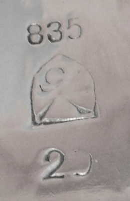 Breiter Armreif Silber 835 mit Rosenquarz Hammerschlag GK Georg Kramer