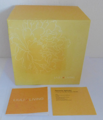 Glas Kerzenhalter Design Liuli Heavenly Splendor gelb signiert 7,4x7,4x7cm