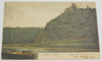 Alte PK AK Gruss vom Rhein Oberlahnstein Burg Lahneck 1906