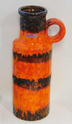 Große Keramikvase Scheurich 401-28 fat lava orange-schwarz WGP Henkelvase 28cm (N)