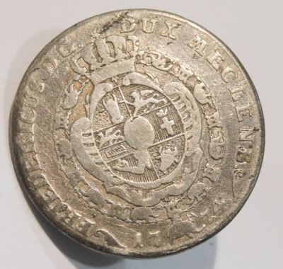 Uralte original Münze 12 Schillinge Schwerin 1774 Silber für Manschette Knopfloch o.ä.