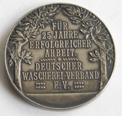 Alte Medaille 25 Jahre Wäscherei Verband Silber versilbert ? Oertel Berlin