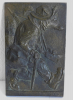 Bronze Relief Fuchs als Jäger von Wilhelm Koopmann