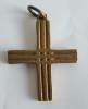 Kleines Bronze Kreuz Streifenmuster Anhänger 4,2x3,3cm #6