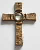 Bronze Kreuz mit hellem Stein 7,5x5,7cm #25
