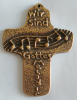 Bronze Kreuz Noten Wir sind Gottes Melodie 8,2x6,2cm #33